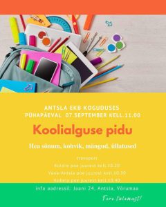 Koolialguse peo kutse. 